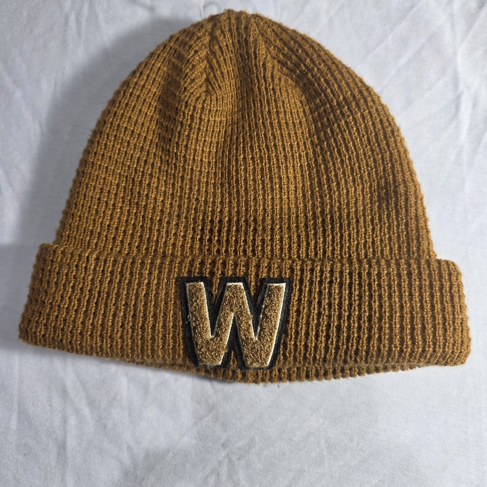 Zara Ribbed Knit Beanie in Mustard Brown